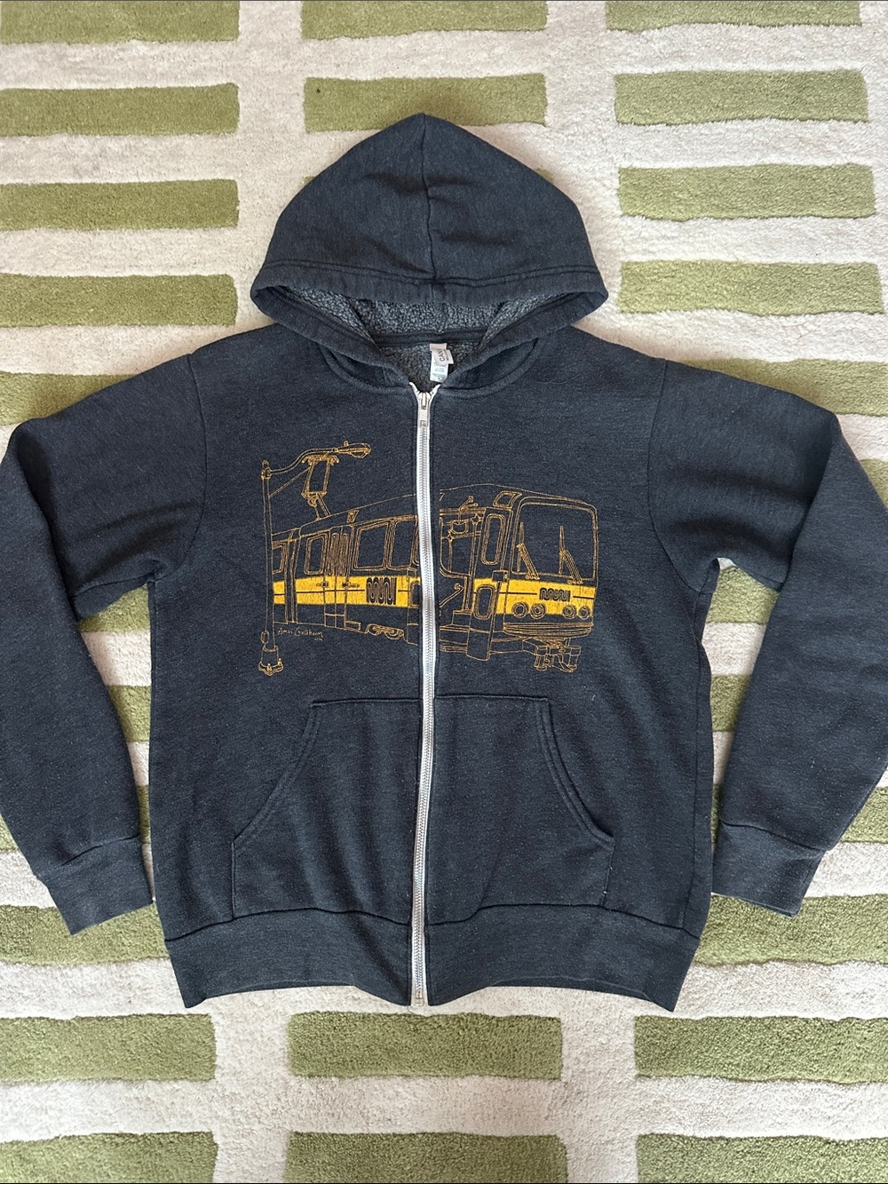 Muni Zip Hoodie with Yellow Transit Print